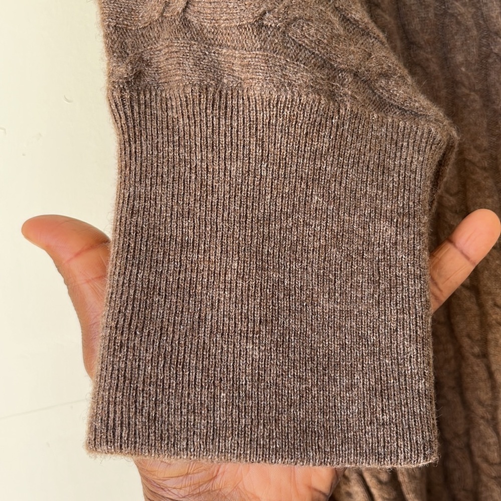Garnet Hill 100% Cashmere Cable Knit Brown Sweater Size L - Picture 6 of 12